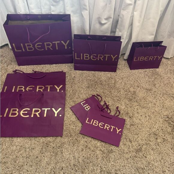 Liberty of London Shopping Bag - Purple‎ & Gold set of seven - Picture 2 of 12